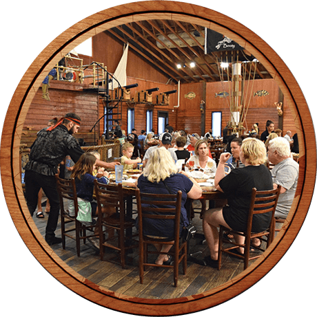 Large group dining at Pirate's Table
