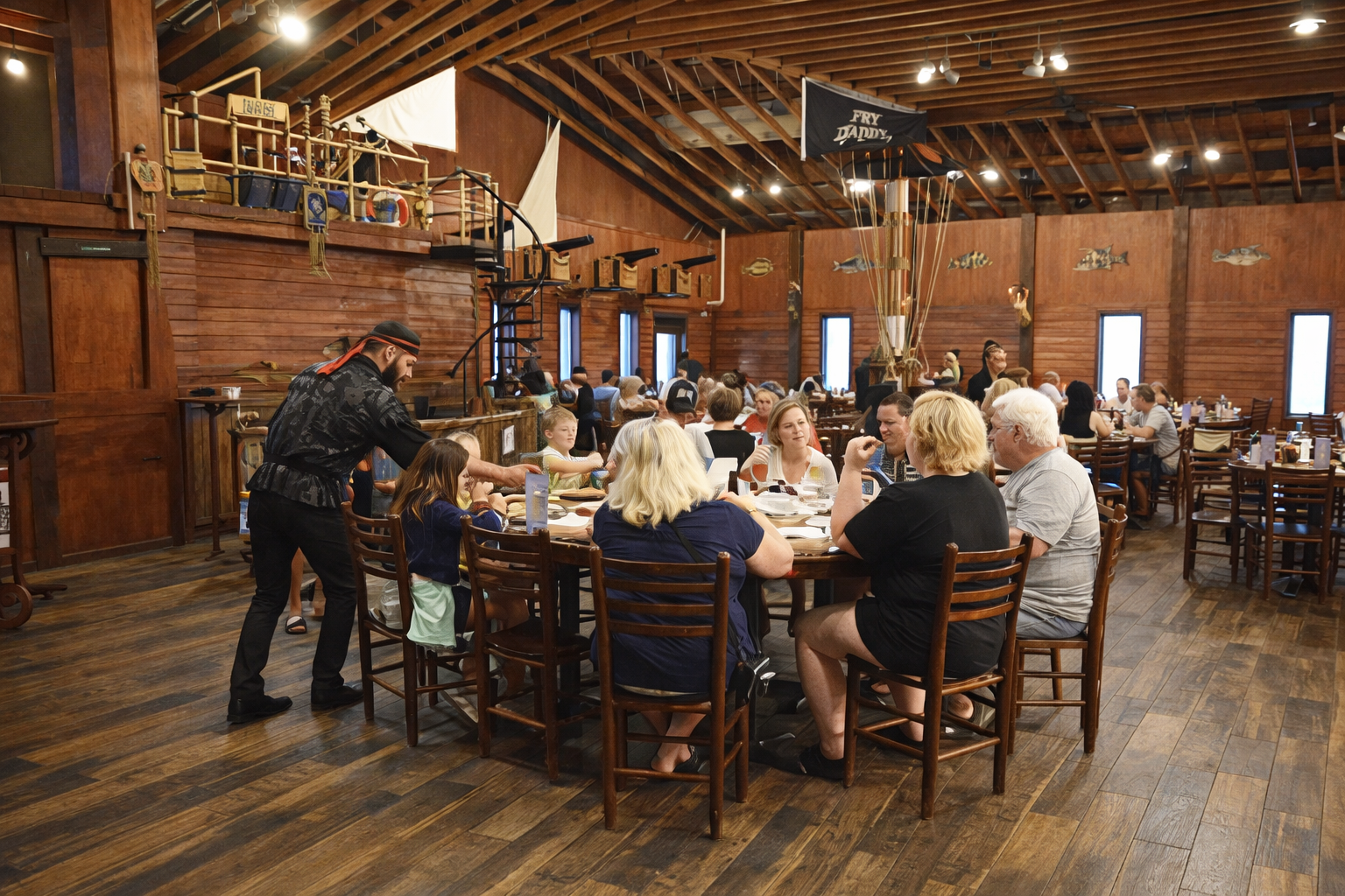Group dining at Pirate's Table