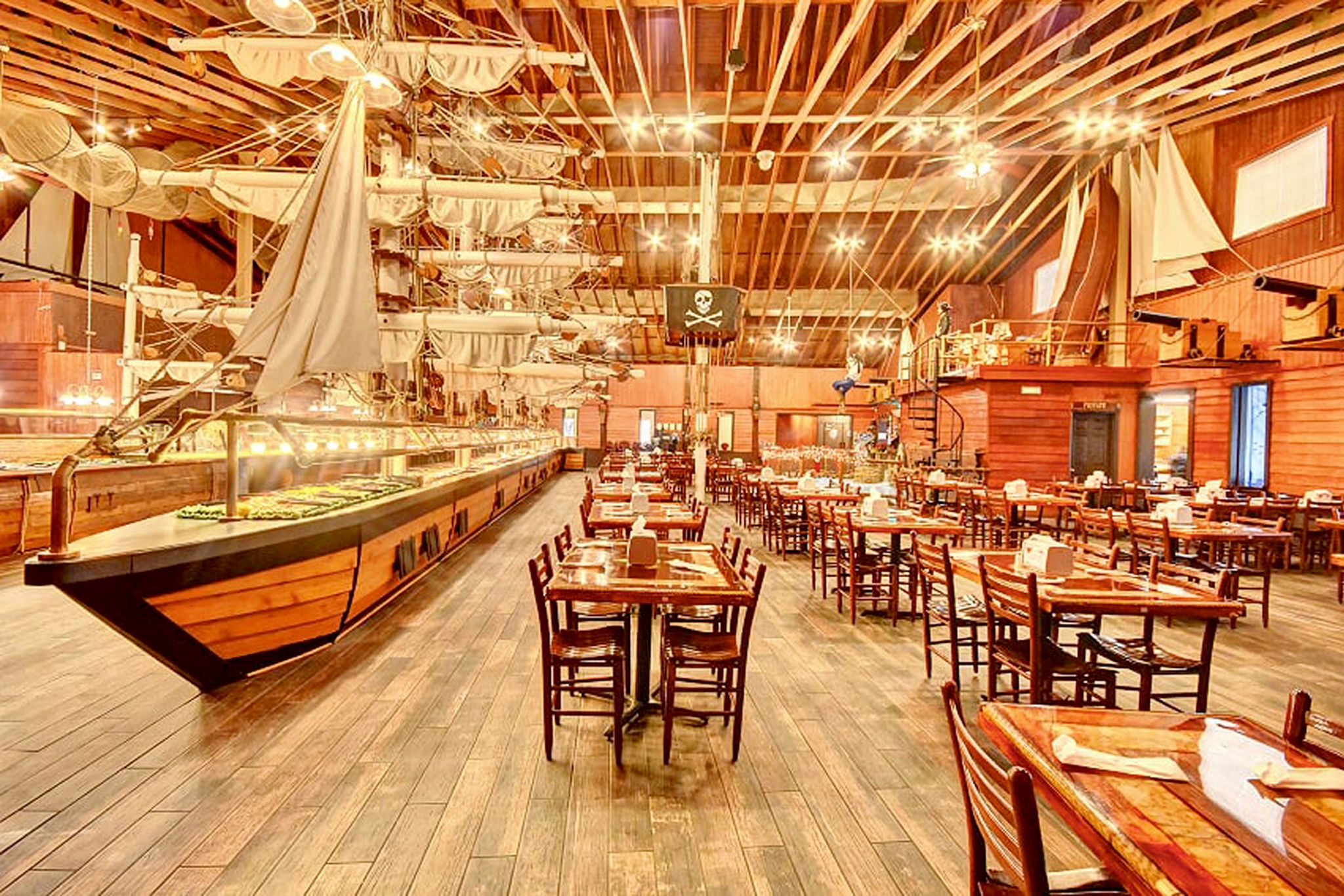 Pirate's Table dining hall with ship buffet