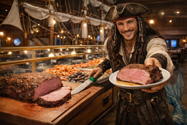 Pirate serving prime rib