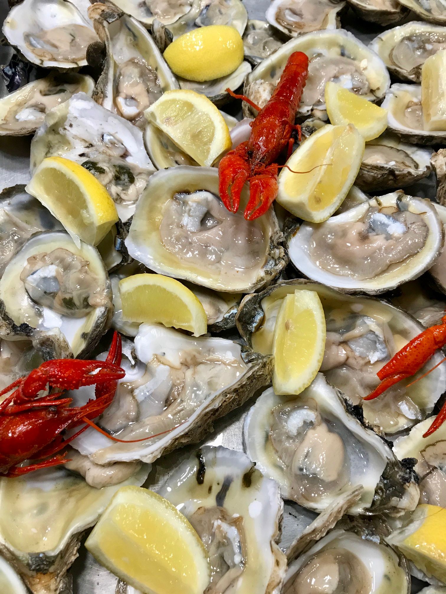 Oysters with crawfish and lemon